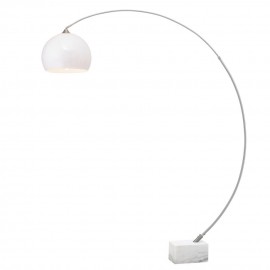 Mercator-Stanford Adjustable Satin Nickel Metal Arm Floor Lamp - White